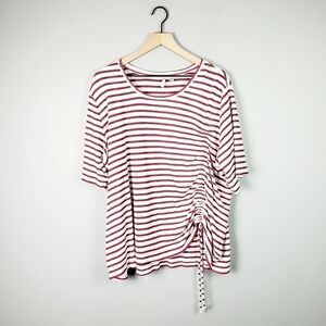 Cato Pink white Stripe Side Cinch Tee 22/24W